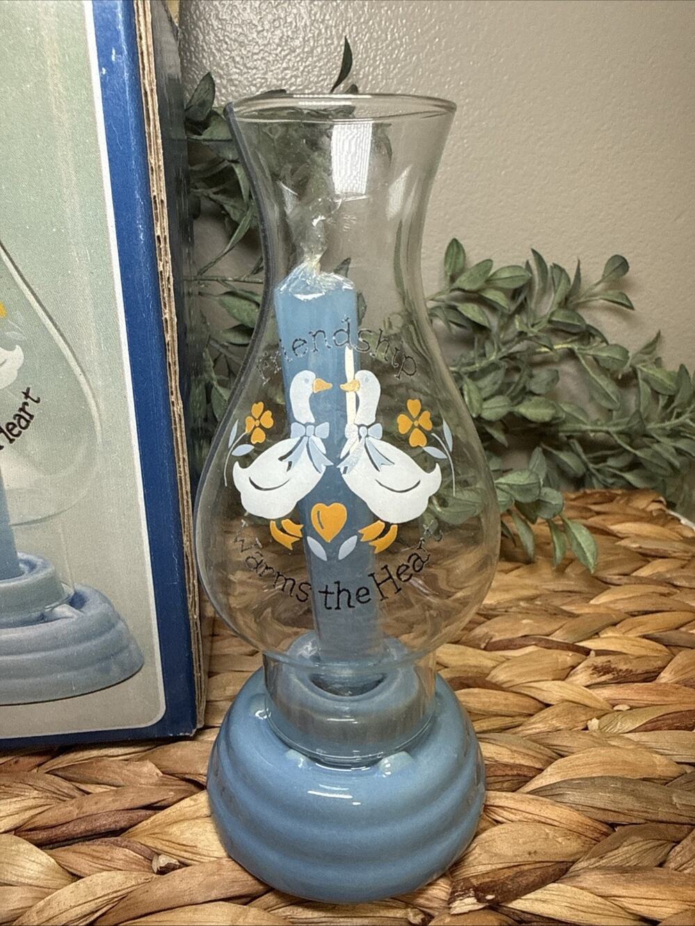 80s Country Geese Friendship Lanterns Set 2 Candles NOS Taiwan Cottagecore Vtg